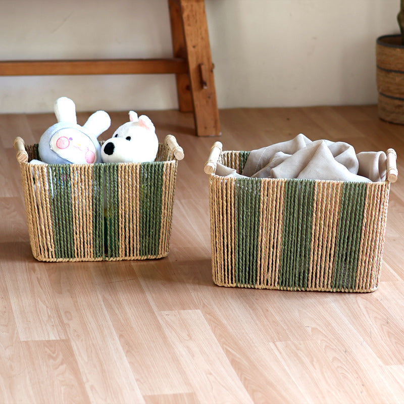 Handcrafted storage basket with natural fiber Stornfield