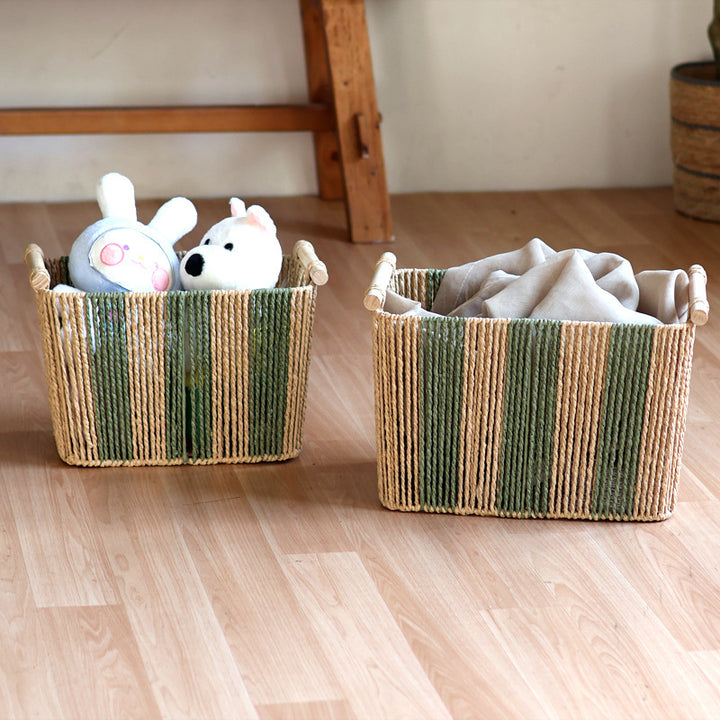 Handcrafted storage basket with natural fiber Stornfield