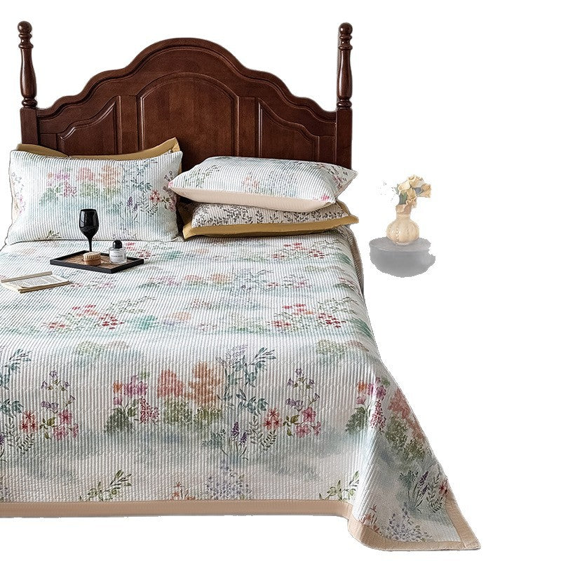 Quilted Botanical Cotton Bedspread and Pillow Sham Set