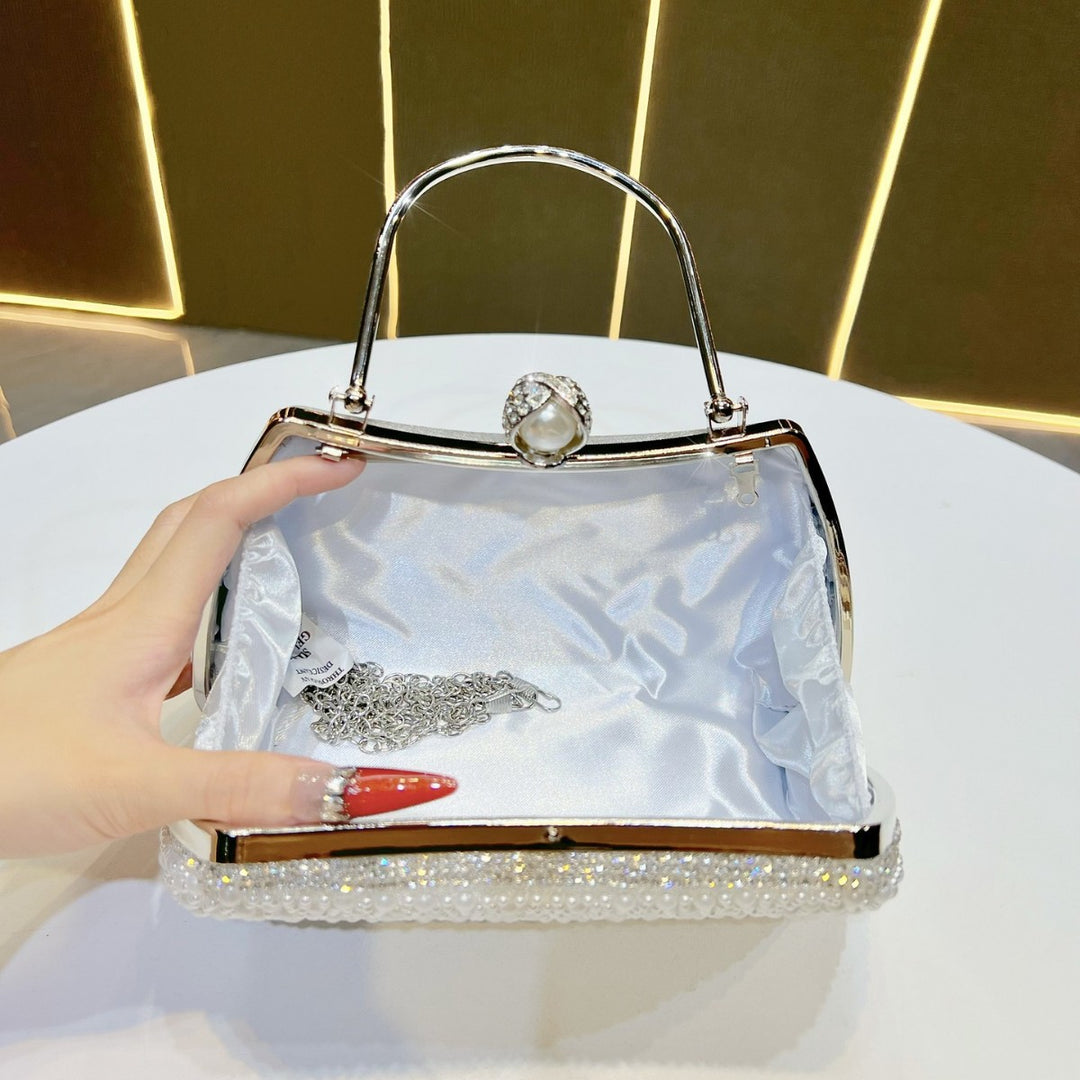 Pearlescent Beaded Evening Clutch