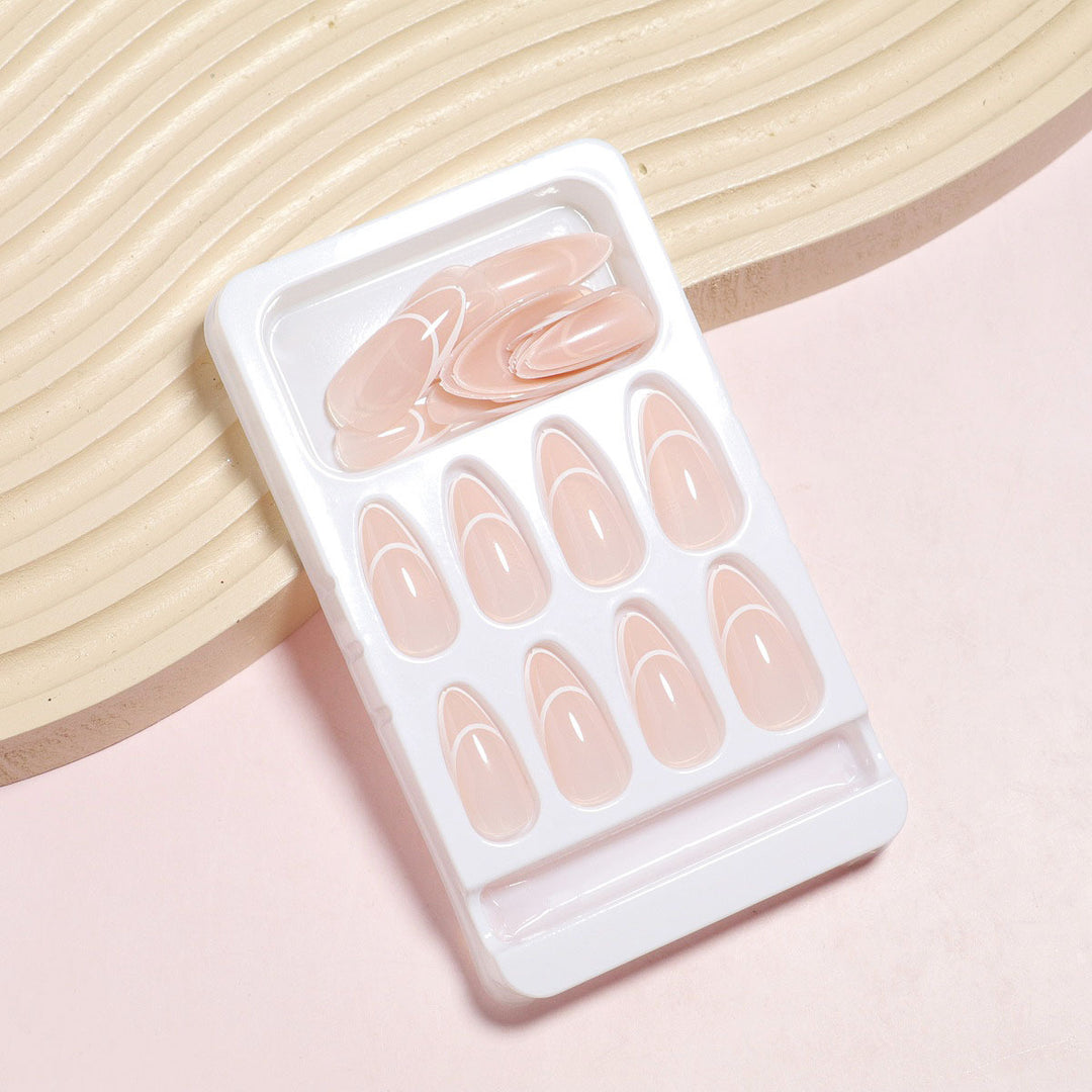 Almond-Shaped Press-On Nails with Elegantly Curved French Tips Stornfield