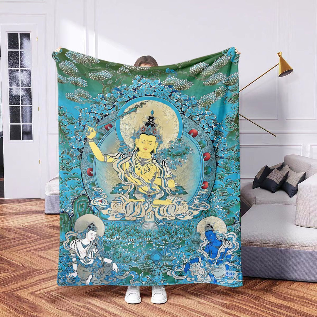 Artistic Eastern-Themed Fleece Throw Blanket