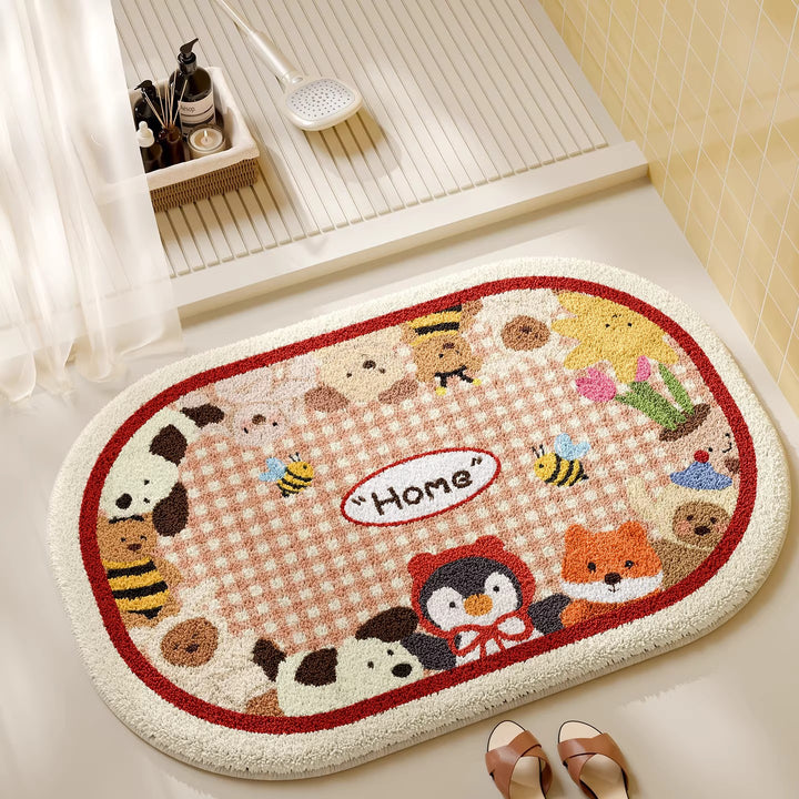 Cute Animal-Themed Plush Bathroom Rug