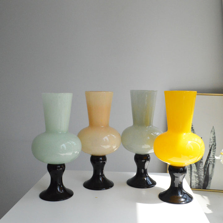 Sculptural Tall Neck Blown Glass Pedestal Vase Stornfield