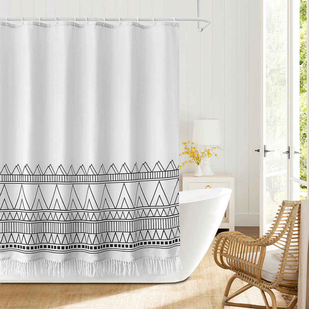 Geometric Fringe Shower Curtain Stornfield