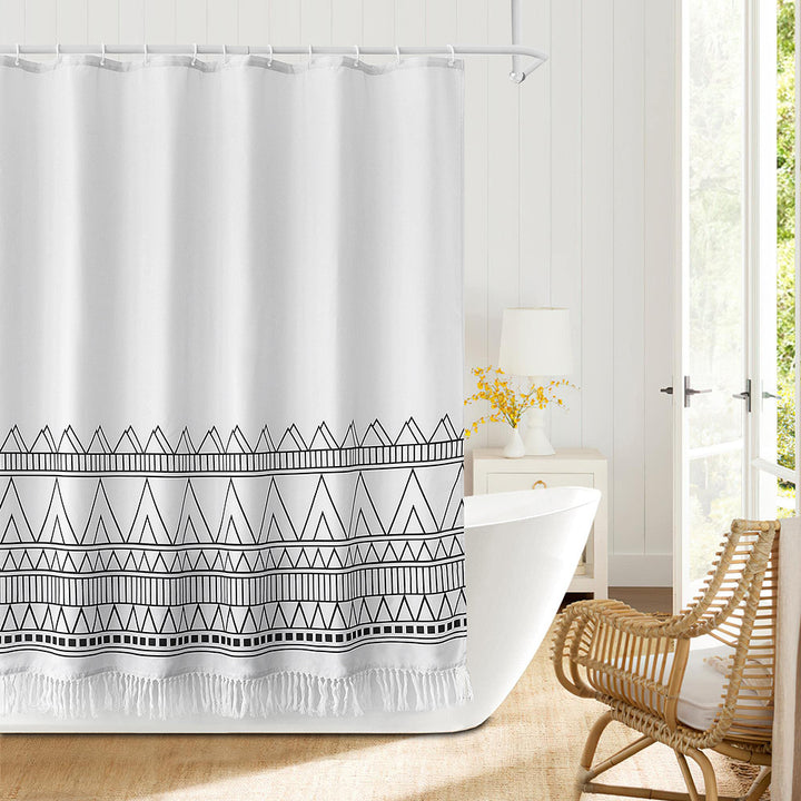 Geometric Fringe Shower Curtain Stornfield