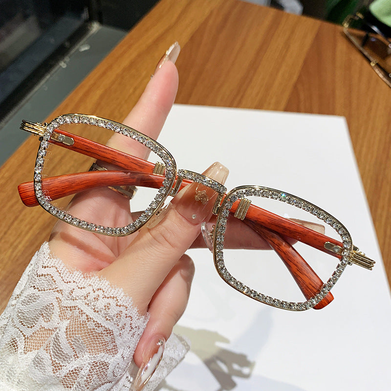 Women’s sunglasses with rhinestone-accented frame and modern wood design Stornfield