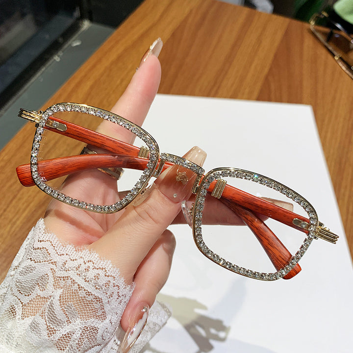 Women’s sunglasses with rhinestone-accented frame and modern wood design Stornfield
