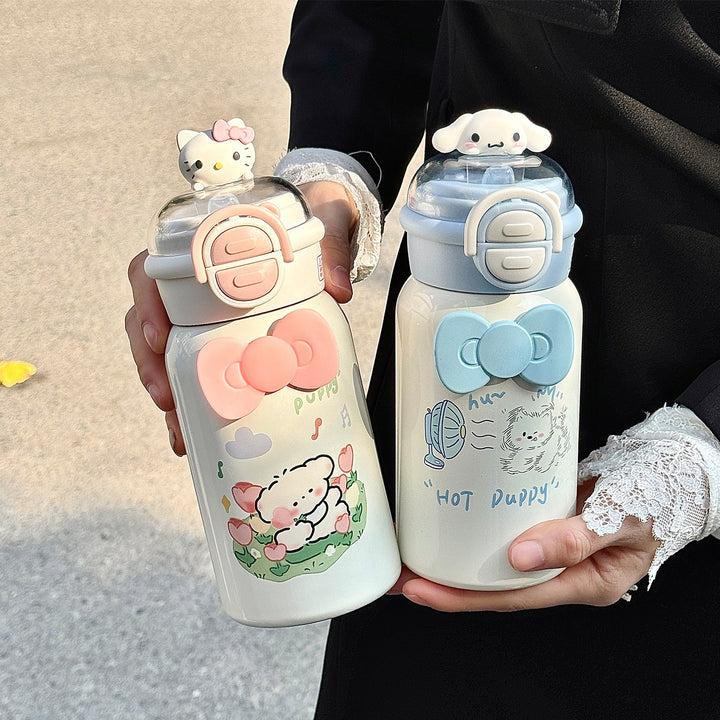 Women's creative water bottle with interactive lid and cute Stornfield design