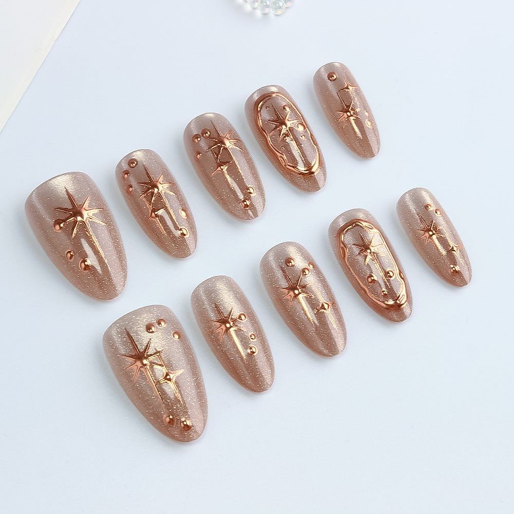 Glamorous Gel Nail Art with Golden Accents Stornfield