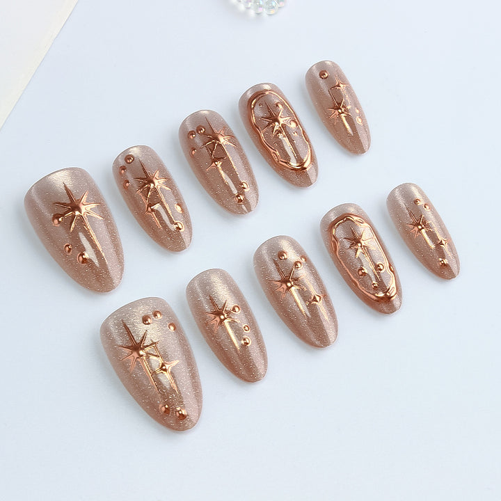 Glamorous Gel Nail Art with Golden Accents Stornfield
