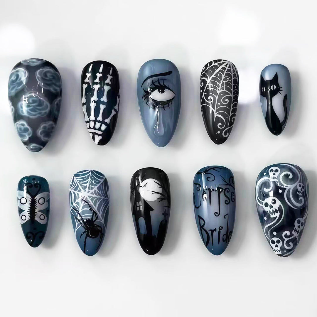 Artistic Halloween-Themed Press-On Nail Collection