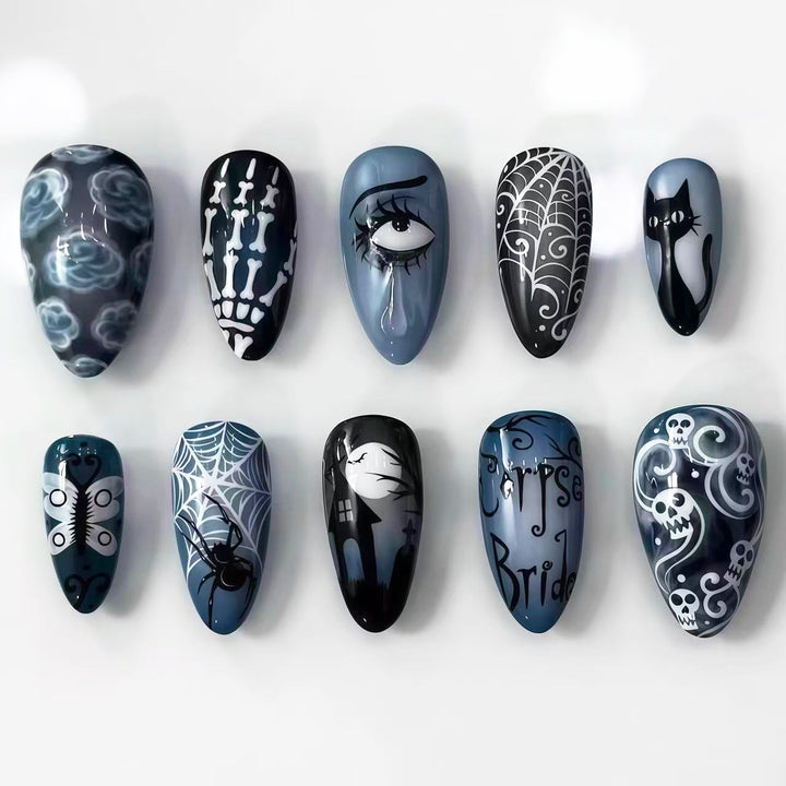 Artistic Halloween-Themed Press-On Nail Collection