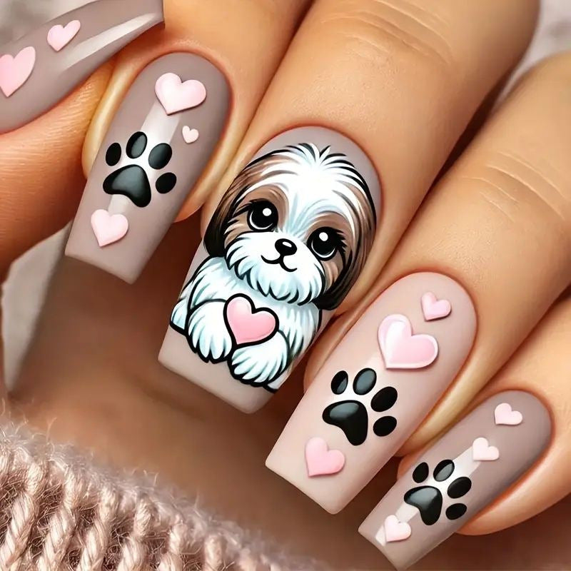 Decorative Dog-Themed Nail Art Enhancements Stornfield