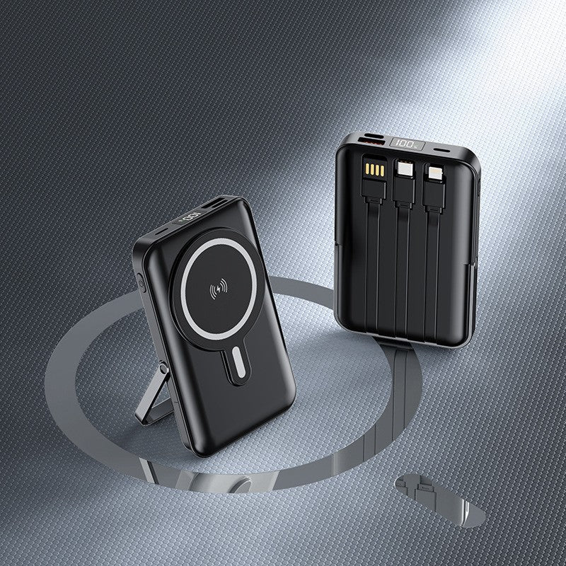 Portable power bank with integrated charging cable and wireless charging function Stornfield