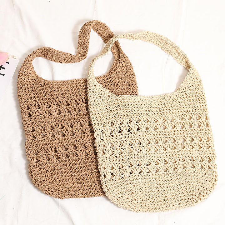 Crocheted shoulder bag with decorative hole pattern Stornfield