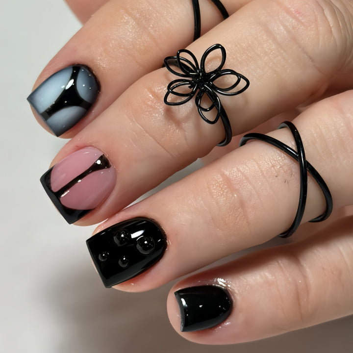 Artificial Nail Set with Elegant Geometric Designs Stornfield