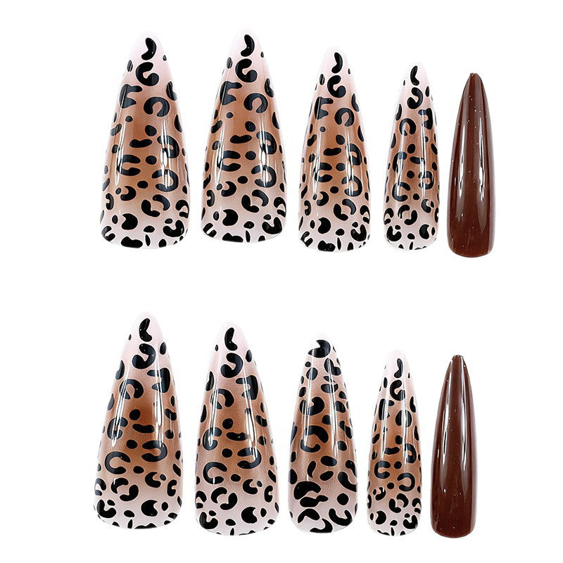 Artistic Stiletto Nail Extensions with Leopard Design Stornfield