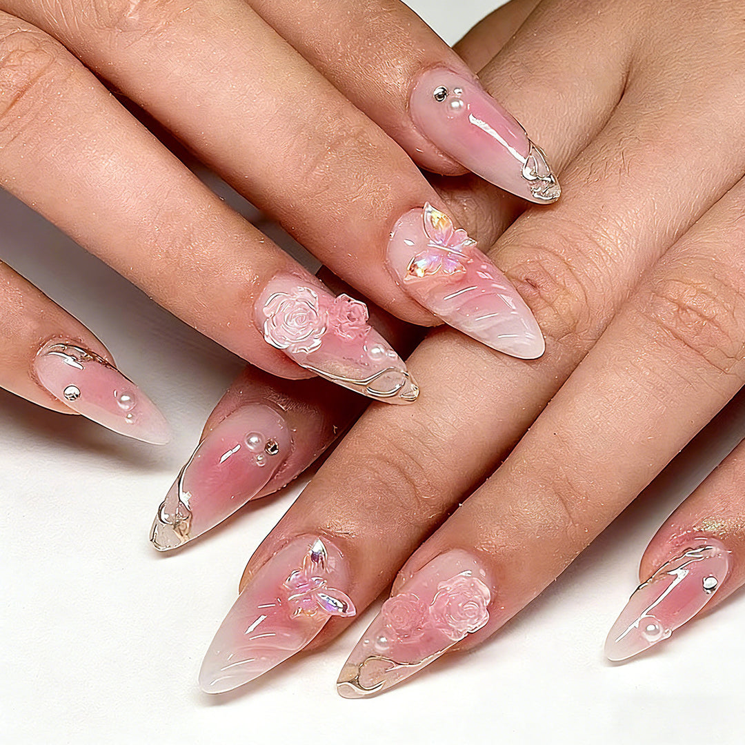 Artificial nail set with elegant blooming 3D decorations Stornfield 1788236934