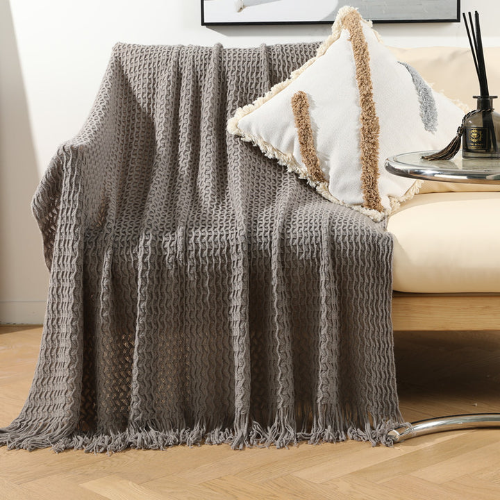 Women Luxurious Knit Blanket with Fringes Stornfield