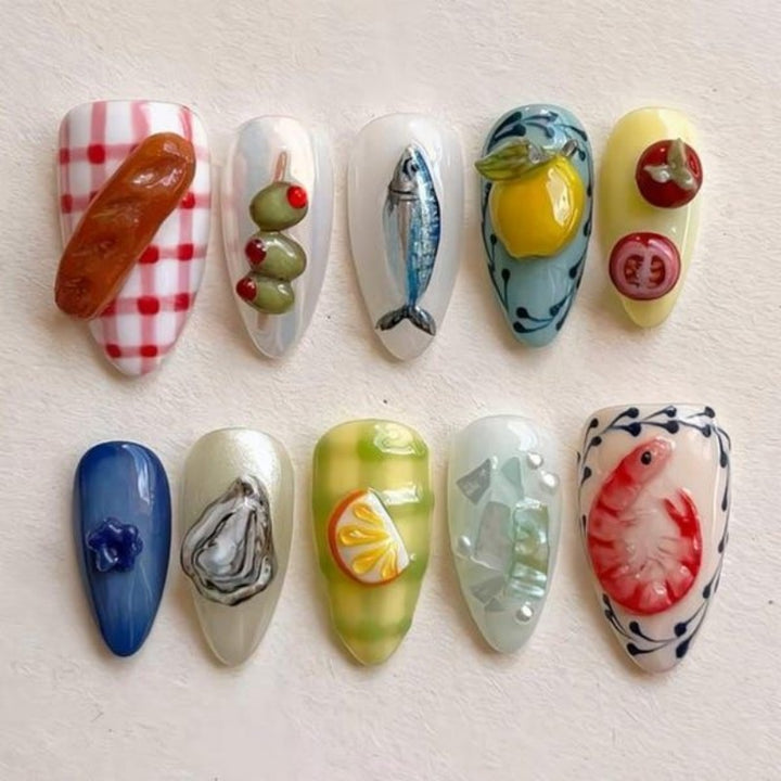 Artistic Ocean-Inspired Press-On Nails Stornfield