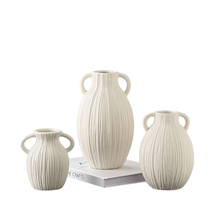 Decorative ceramic vase with artistic ribbed pattern Stornfield