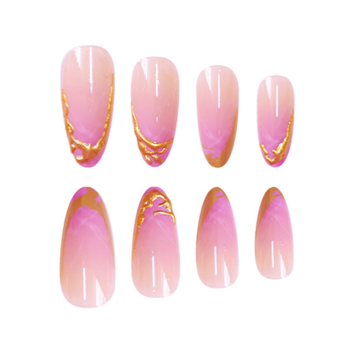Elegant Stiletto Press-On Nail Extensions with Gold Tip Detail Stornfield