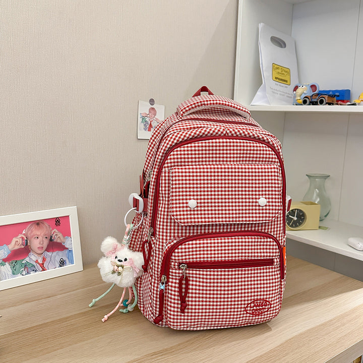 Gingham Print Multi-Pocket Backpack Stornfield