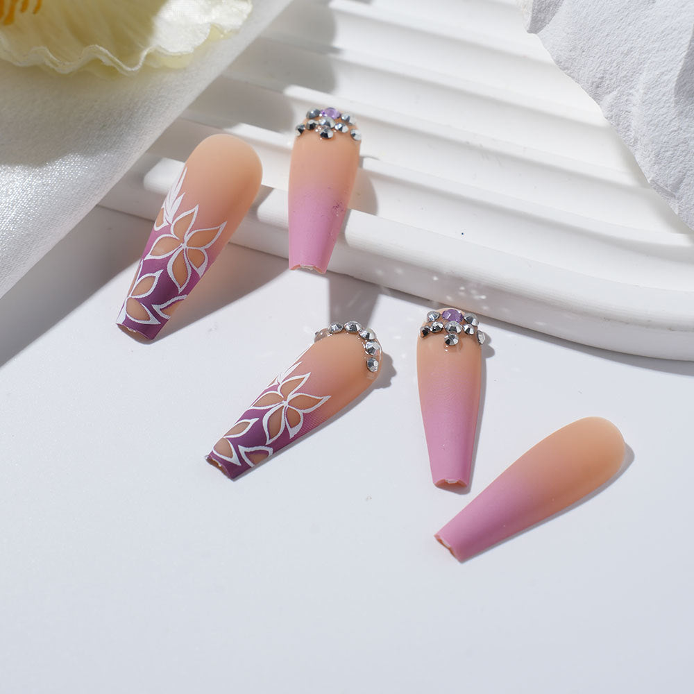 Floral Rhinestone Press-On Nails Stornfield