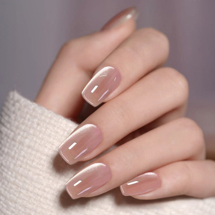 Artificial nail set with glamorous black glitter accents Stornfield
