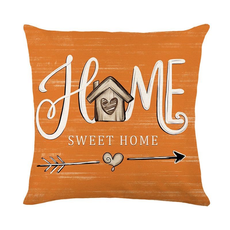 Decorative Throw Pillow Cover with Farmhouse Home Sweet Home Print