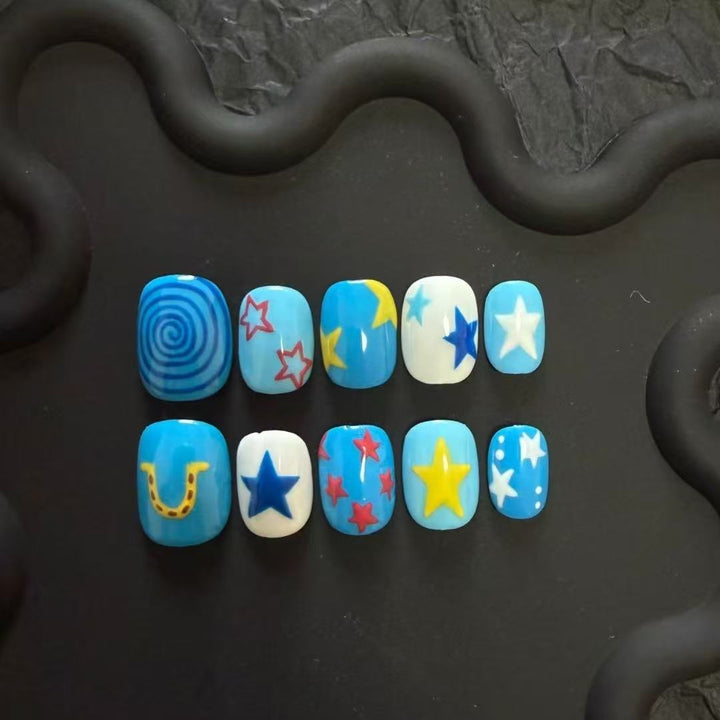Artistic Cat-Themed Press-On Nail Art Set Stornfield