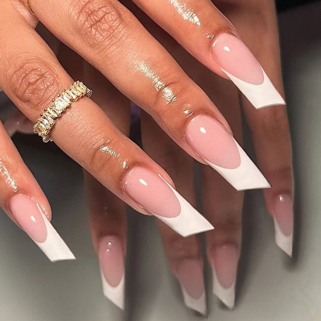 Elegant French Tip Acrylic Nail Art Extensions Stornfield