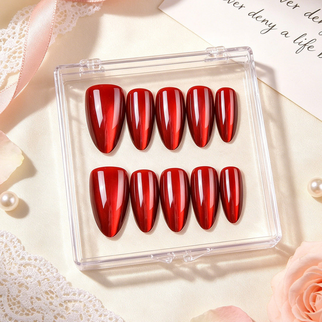 Glossy Coffin-Shaped Press-On Nails