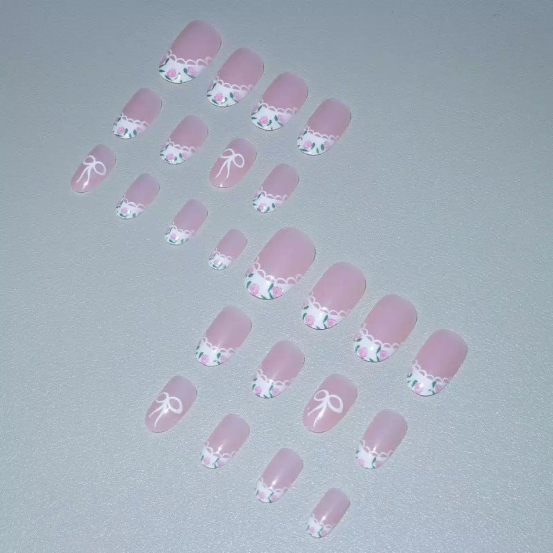 Artificial Nail Set with Elegant Bow Design Stornfield