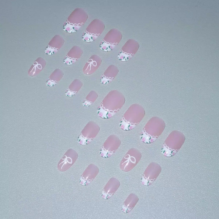 Artificial Nail Set with Elegant Bow Design Stornfield
