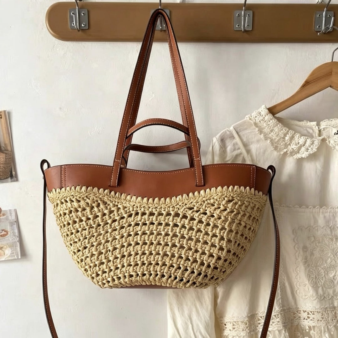 Braided handbag with elegant leather trim Stornfield