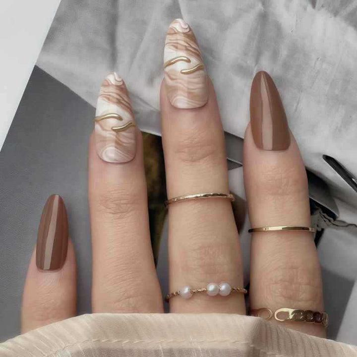 Elegant Ombre Press-On Nail Tips with Metallic Accents Stornfield
