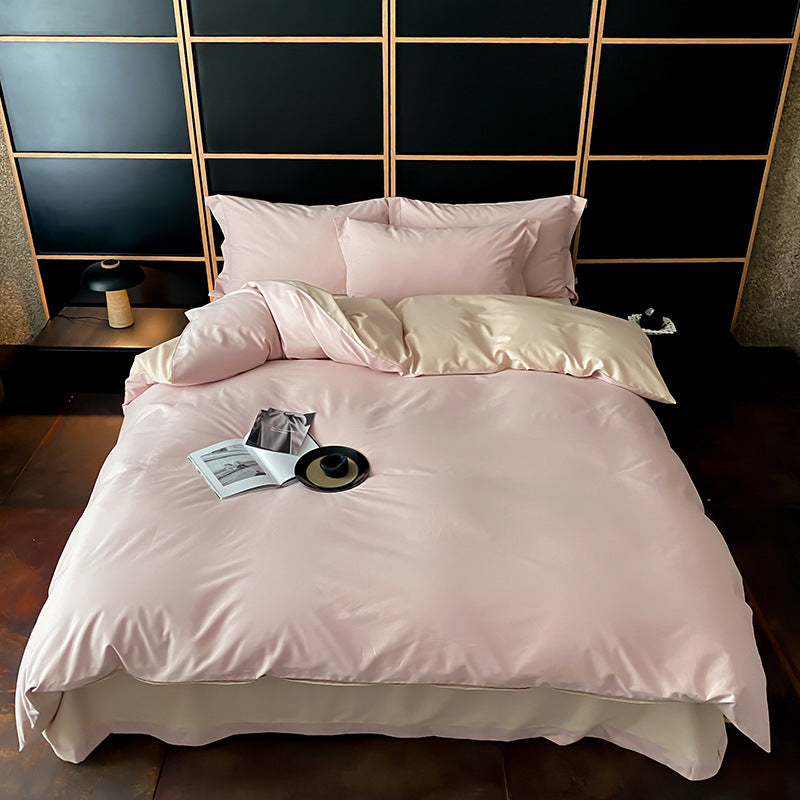 Reversible satin duvet cover set with silky soft finish and hotel closure