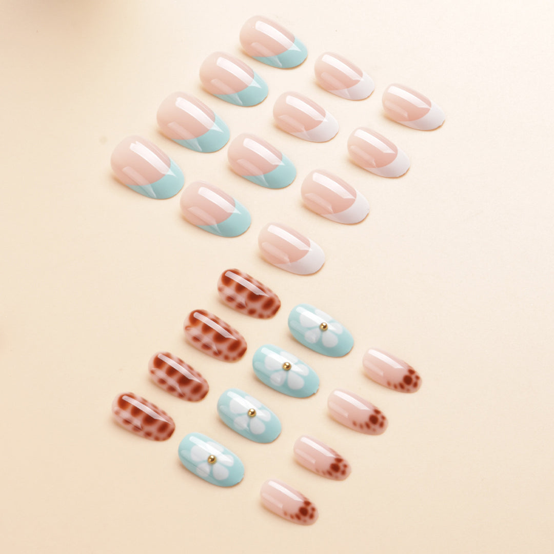 Artistic Floral Acrylic Press-On Nail Set Stornfield