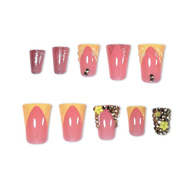 Decorative Floral and Rhinestone Press-On Nails Stornfield