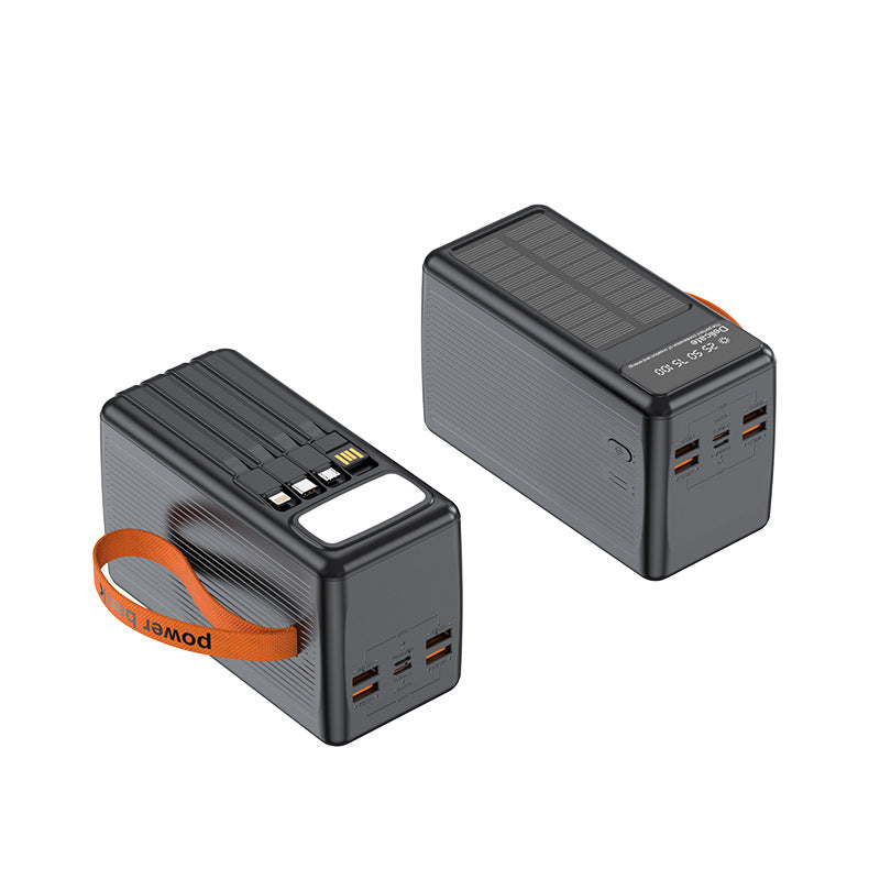 Solar Powerbank with Integrated Charging Cables and Digital Display Stornfield