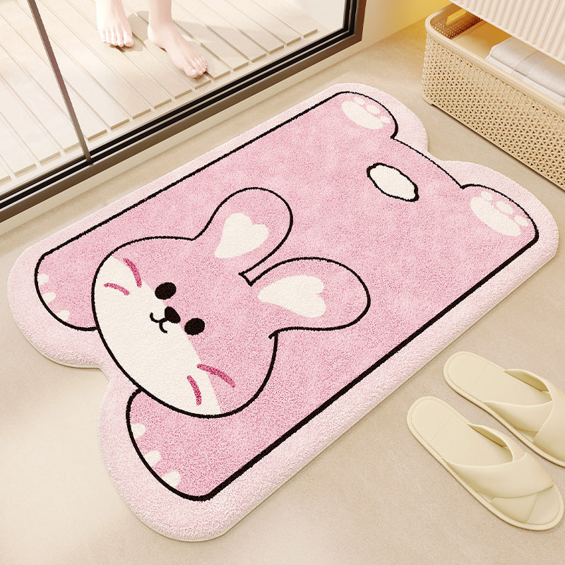 Cartoon Bear-Shaped Plush Bath Rug for Bathroom