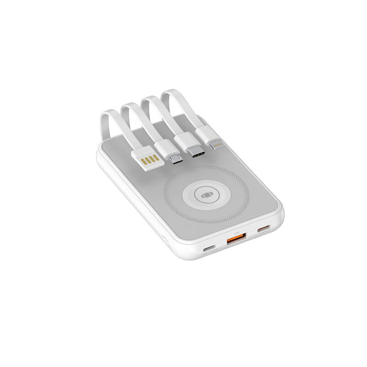 Portable charger with multidimensional charging cable system and wireless charging function Stornfield