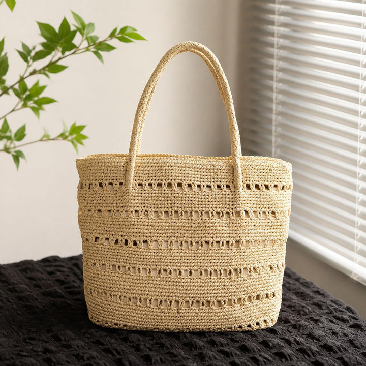 Handcrafted beach bag with open woven pattern Stornfield