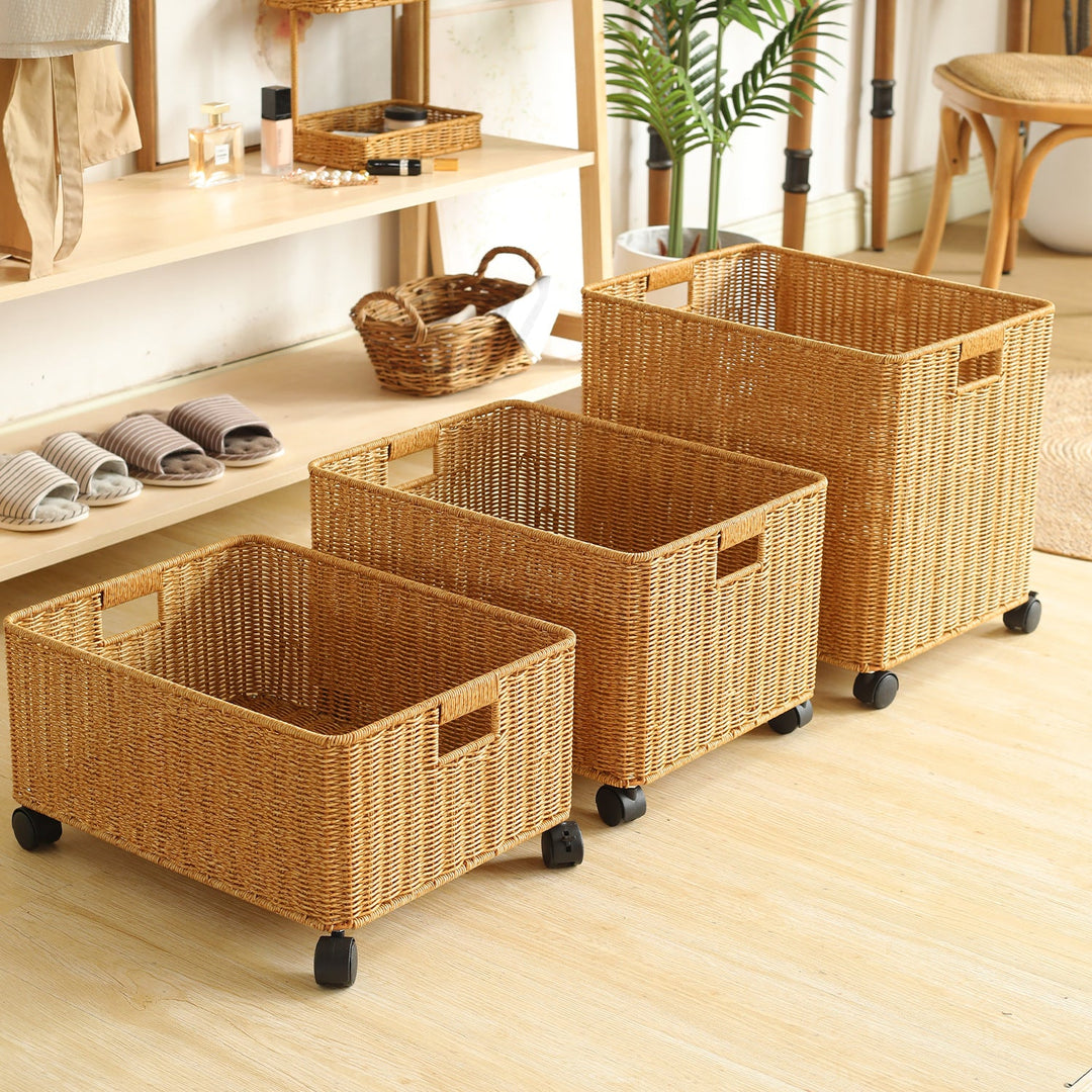 Rolling Woven Storage Basket Stornfield