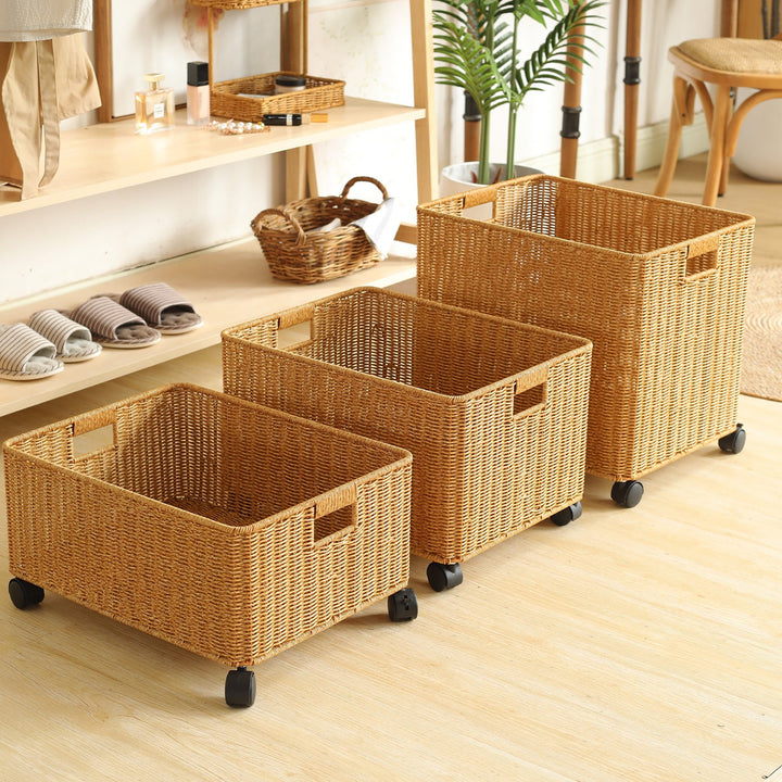 Rolling Woven Storage Basket Stornfield
