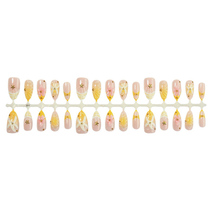 Artistic Press-On Nail Set with Floral and Decorative Designs Stornfield