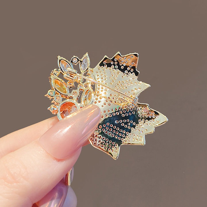 Exquisite leaf brooch with sparkling crystals Stornfield