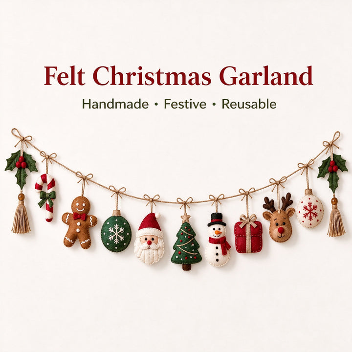 Festive Handmade Felt Christmas Garland